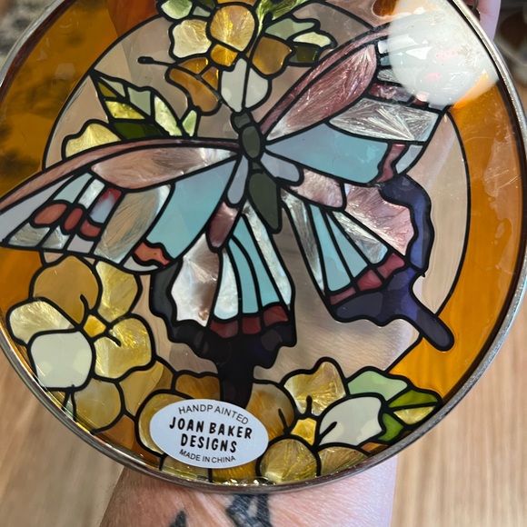 Hand painted Butterfly  Circle suncatcher by Joan Baker - Picture 4 of 9